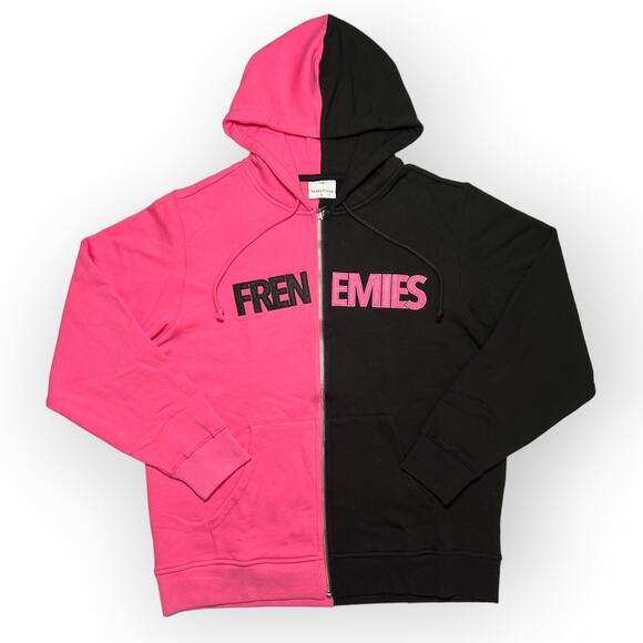 Teddy Fresh Frenemies Limited Edition Hoodie SIZE L Black Pink Split Colorblock - Picture 2 of 15